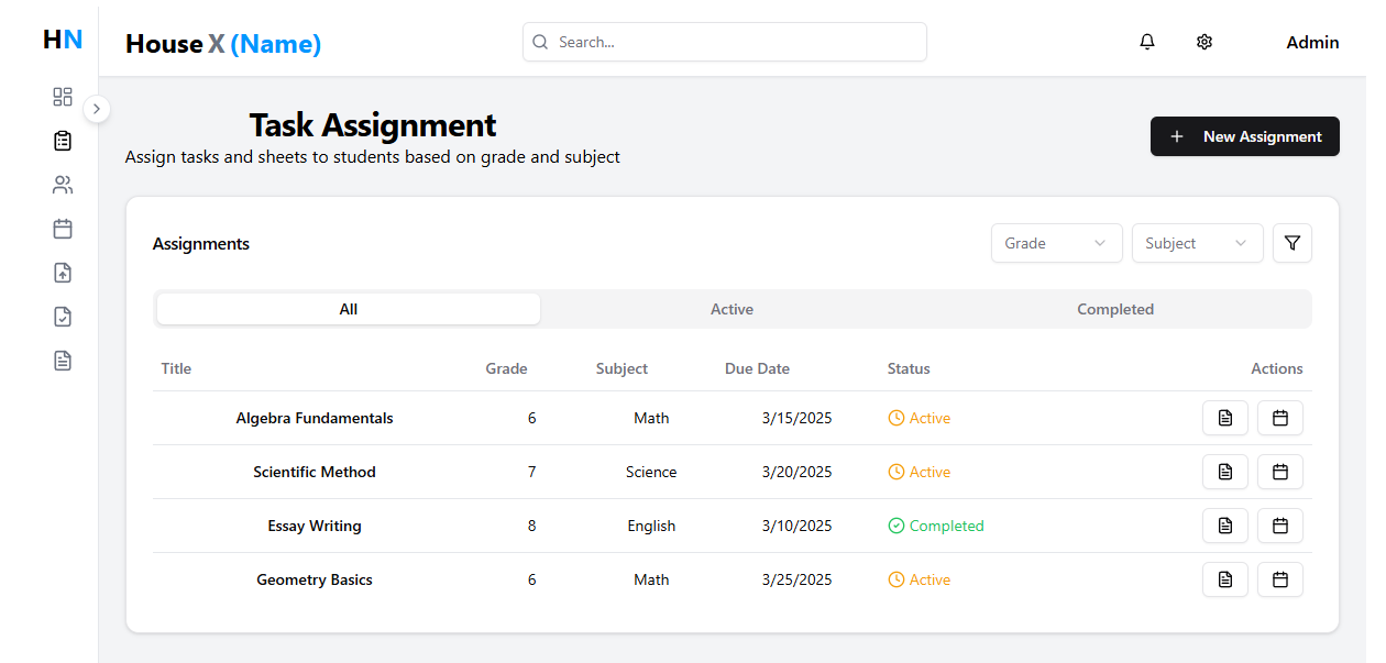 Task Assignment Interface